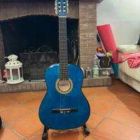 Chitarra ffalstaff blu con custodia e poggia chita