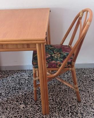 tavolo quadrato raddoppiabile a libro +sedie