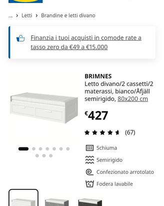 letto Brimnes ikea comprensivo di due materassi 
