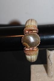 Bracciale etnico  osso, ottone pietra  India 1990