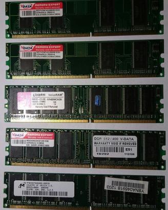 Memorie ram 256mb e 512 mb