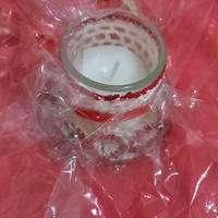 portacandela vetro con rivestimento ricamo, confez