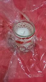 portacandela vetro con rivestimento ricamo, confez