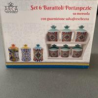 Set 6 barattoli portaspezie con mensola