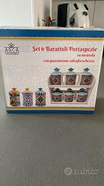 Set 6 barattoli portaspezie con mensola