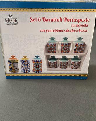 Set 6 barattoli portaspezie con mensola