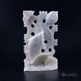 Antica scultura in giada bianca Latian naturale