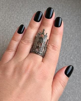 Anello Gotico Regolabile con Cattedrale Steampunk