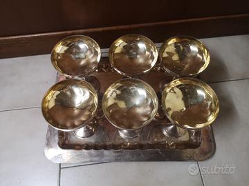 6 COPPETTE OTTONE ARGENTATO M.S EP BRASS A 1€
