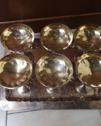 6 COPPETTE OTTONE ARGENTATO M.S EP BRASS A 1€