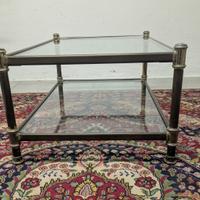 Tavolino da caffè in metallo e ottone  vintage