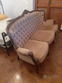 Divano e poltrone in velluto stile Luigi XIV