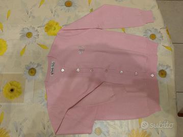 Cardigan bambina, bianco-rosa e nero 6/8 anni 