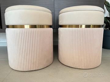 Pouf contenitore 36 cm in velluto color crema