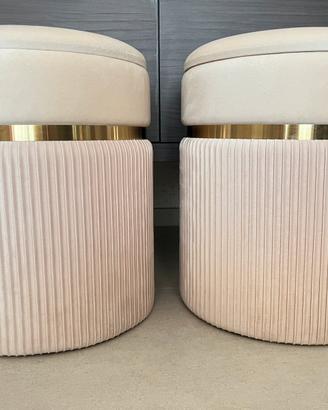 Pouf contenitore 36 cm in velluto color crema