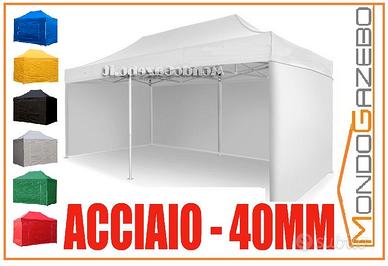 Gazebo 3x6 pieghevole acciaio 4 cm fiere mercatini