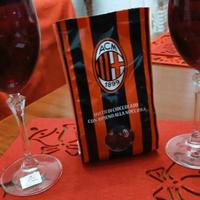 2 calici cristallo+ cioccolatini + tappetino milan