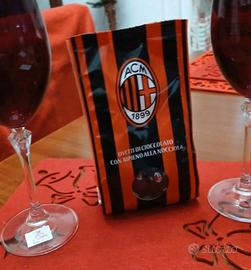 2 calici cristallo+ cioccolatini + tappetino milan