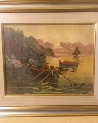 Maietta Raffaele quadro olio 28x22 barche