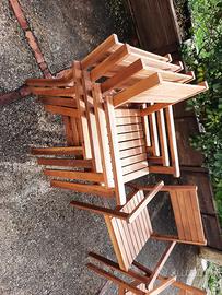 Seggiole da giardino impilabili in legno acacia