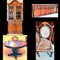 mobili antico vintage completo salla pranzo,letto