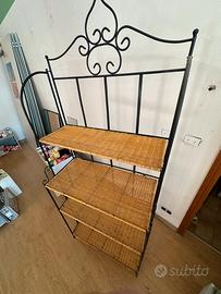 Scaffale in ferro e midollino richiudibile