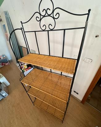 Scaffale in ferro e midollino richiudibile