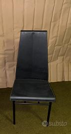 Sedia vintage anni ‘80 in cuoio nero e metallo