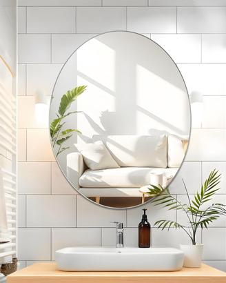 Specchio da bagno ovale, 50 x 40 cm, senza cornice