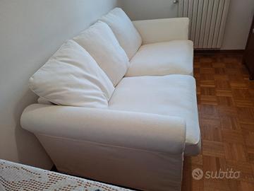 Divano letto 2 posti bianco, sfoderabile