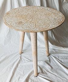 tavolino Etnico in Legno di Mango – Forma Rotonda