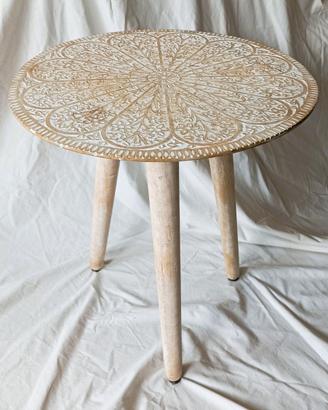tavolino Etnico in Legno di Mango – Forma Rotonda