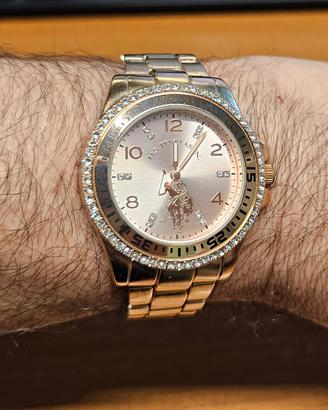 Orologio U.S. Polo ASSN rose gold con  cristalli