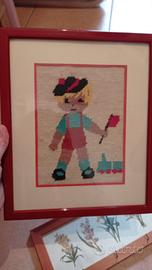 Lotto quadri bambini vintage punto e croce