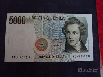 cartamoneta lire 5000 bellini