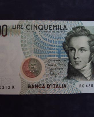 cartamoneta lire 5000 bellini