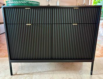 Mobile madia moderna design con cassetti nero oro