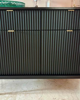 Mobile madia moderna design con cassetti nero oro