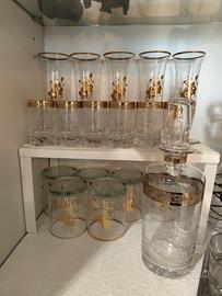 Servizio bicchieri e decanter oro cristallo