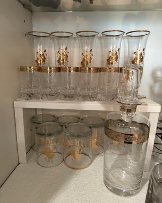 Servizio bicchieri e decanter oro cristallo