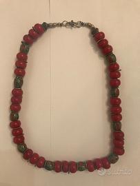 Collana nepalese in corallo e turchese
