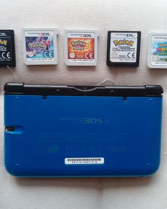 nintendo blu 3ds xl con 5 giochi pokemon 
