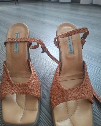 sandali italiani in pelle intrecciata taglia 39 