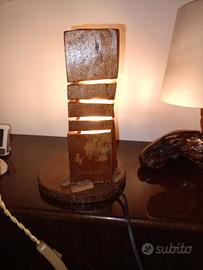 lampada rustica da tronco