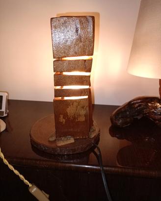 lampada rustica da tronco