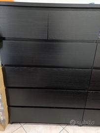Cassettiera IKEA MALM con 6 cassetti–marrone-nero