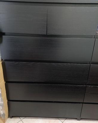 Cassettiera IKEA MALM con 6 cassetti–marrone-nero