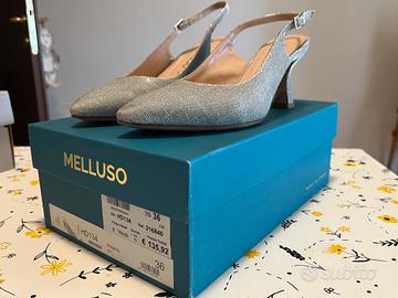 Décolleté slingback Melluso HD134 argento glitter
