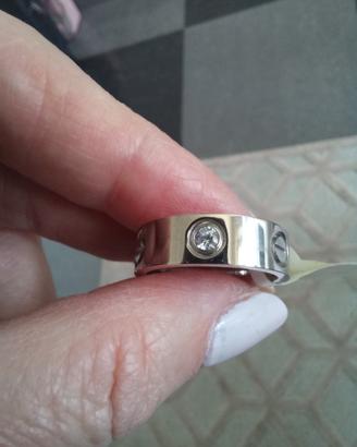 anello acciaio inox e zirconi grandi