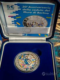 MONETA 5 € Euro Caduta Muro ARGENTO + ASTUCCIO